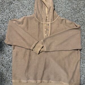aerie Cream Sweatshirt with Hood and Long Sleeves
